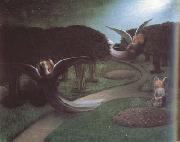 Nuncques, William Degouve de The Angels of Night (mk19) Sweden oil painting artist